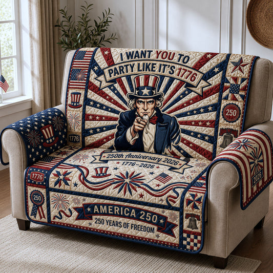Uncle Sam Birthday Quilted Sofa Cover GFTOPND236