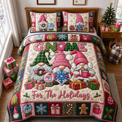 Gnome For The Holidays 3-Piece Quilted Bedding Set GFTOPND2399