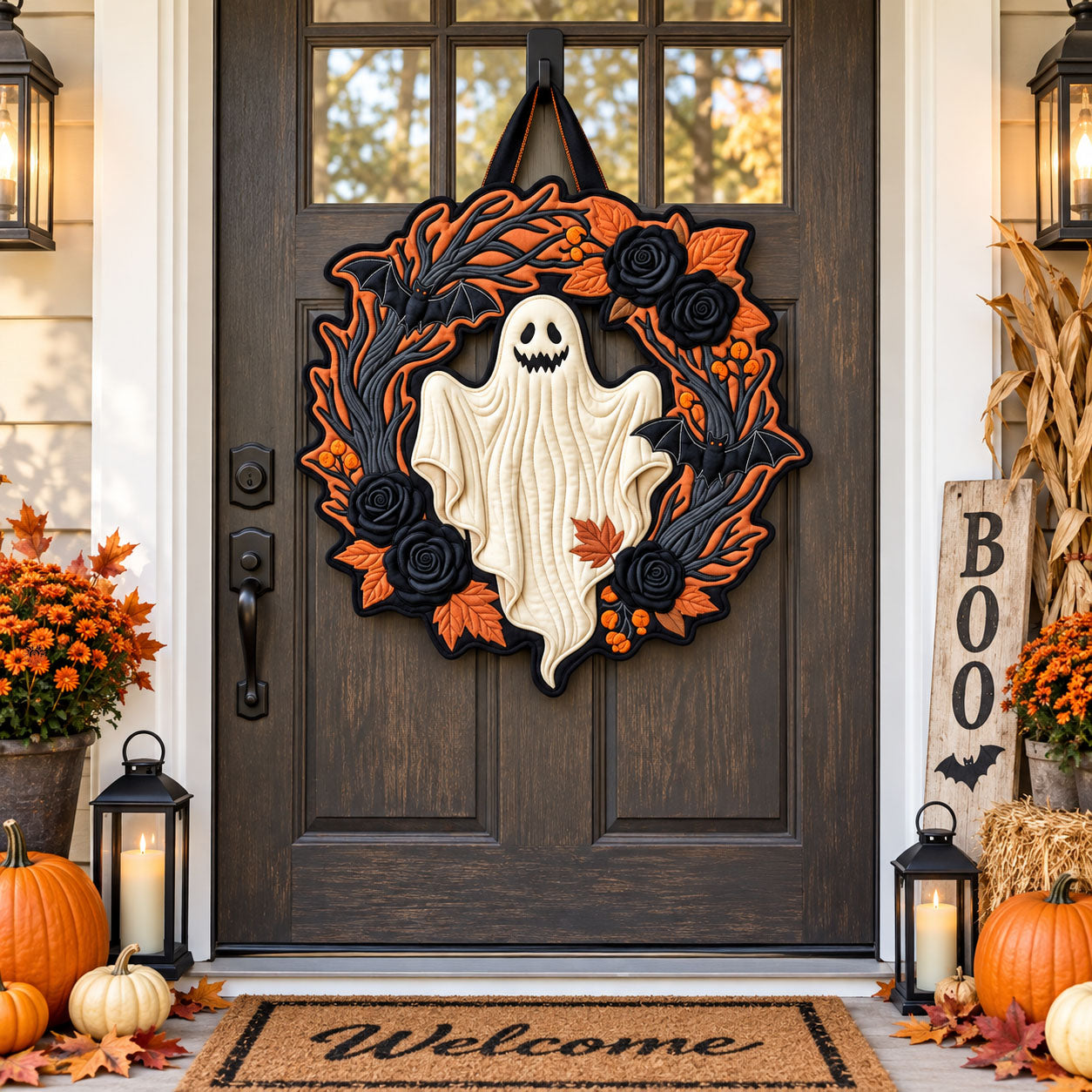 Spooky Ghost Custom Shape Quilted Door Hanger GFTOPND2491