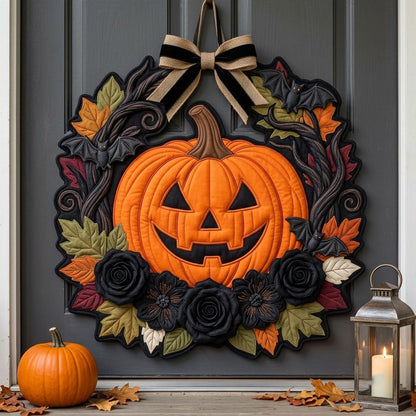 Pumpkin Wreath Custom Shape Quilted Door Hanger GFTOPND2492