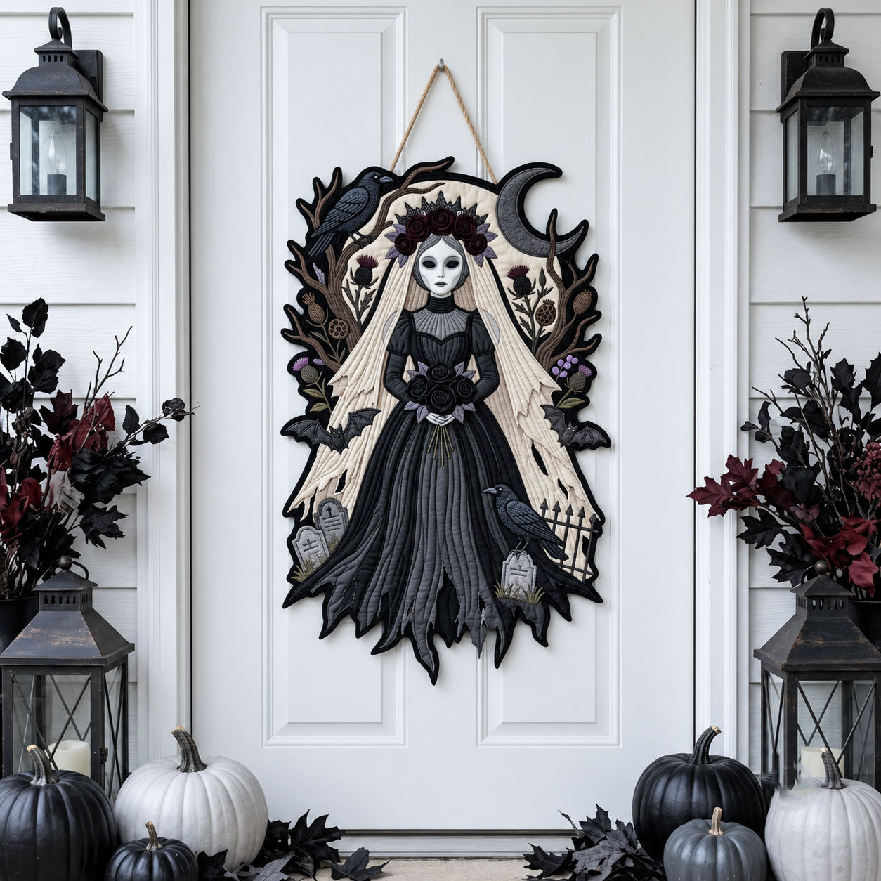 Ghost Bride Custom Shape Quilted Door Hanger GFTOPND2493