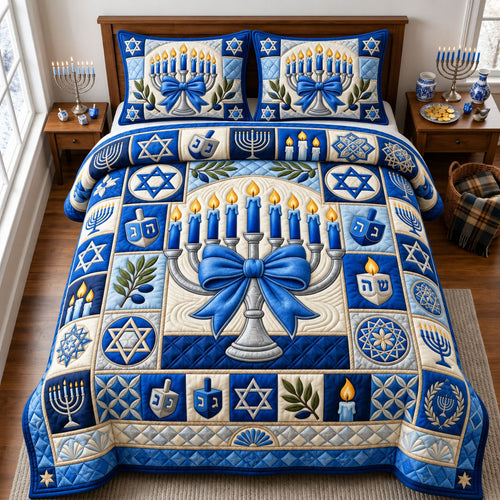 Eight Nights Of Light 3-Piece Quilted Bedding Set GFTOPND2519