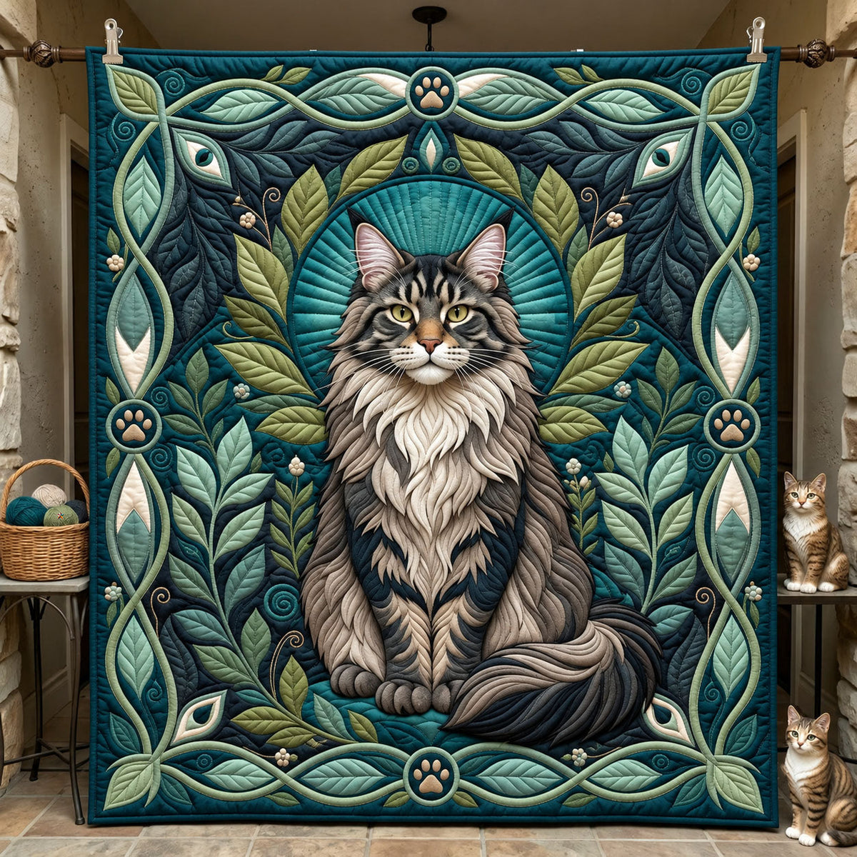 Forest Cat Quilted Blanket GFTOPND2529