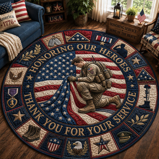 Thank You For Your Service Quilted Round Mat GFTOPND254