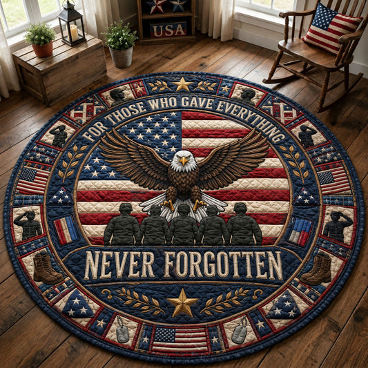 Patriotic Military Veteran Quilted Round Mat GFTOPND255