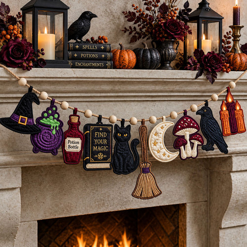 Witchy Apothecary Custom Shape Quilted Garland GFTOPND2560