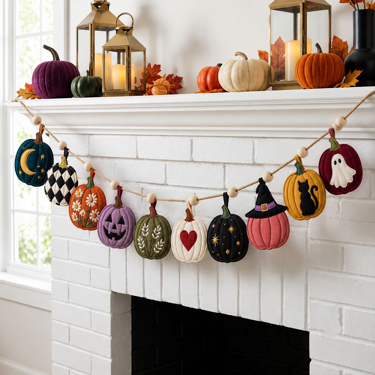 Colorful Pumpkin Custom Shape Quilted Garland GFTOPND2562