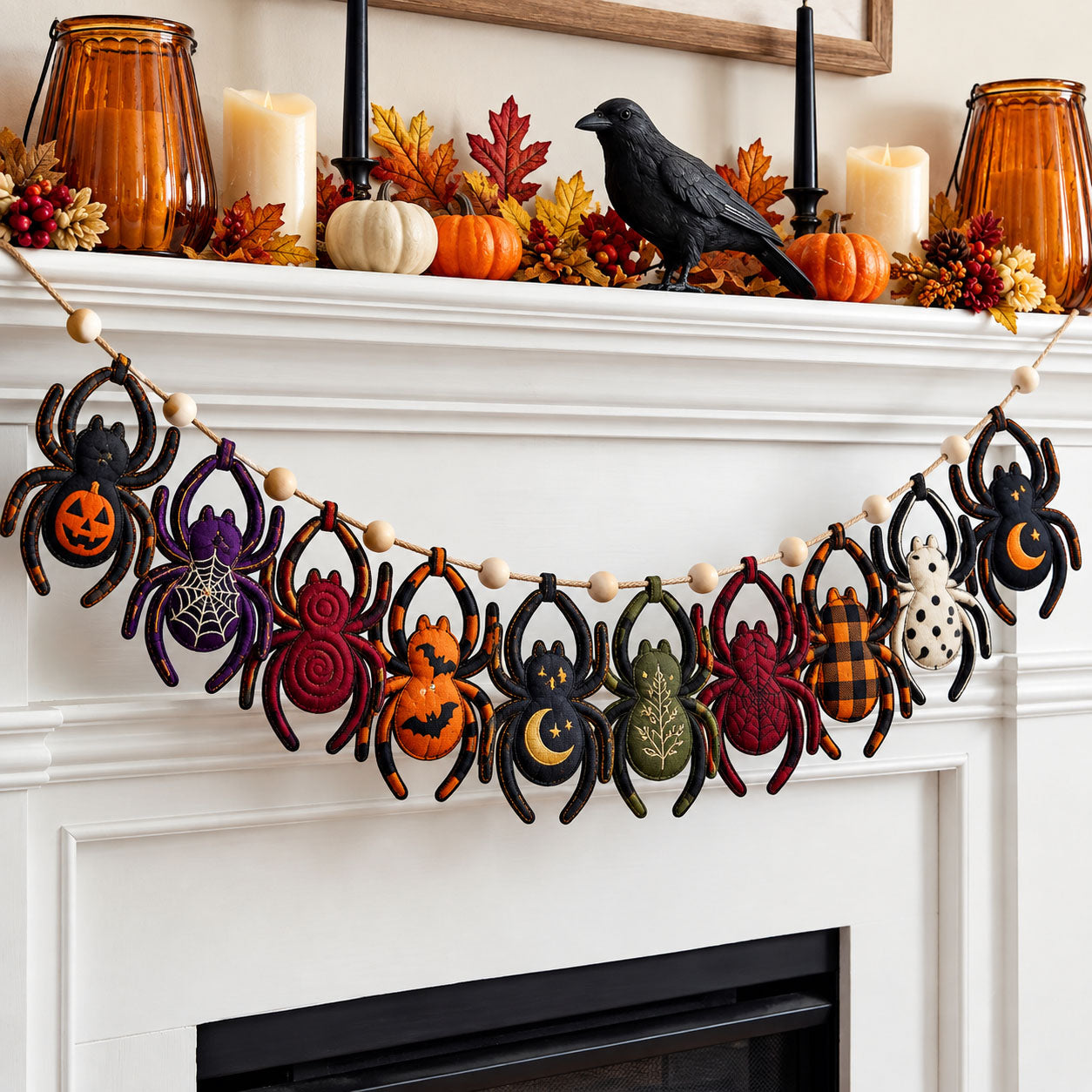 Spooky Spider Custom Shape Quilted Garland GFTOPND2564