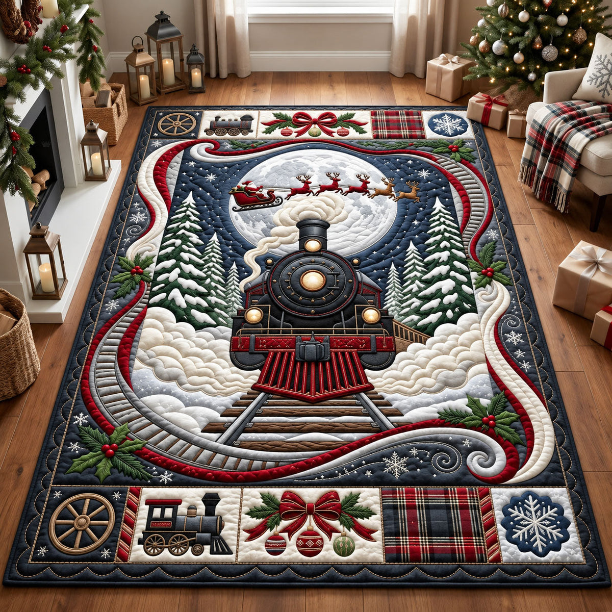 Christmas Train Area Rug GFTOPND2568