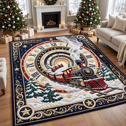 Christmas Train Clock Area Rug GFTOPND2572