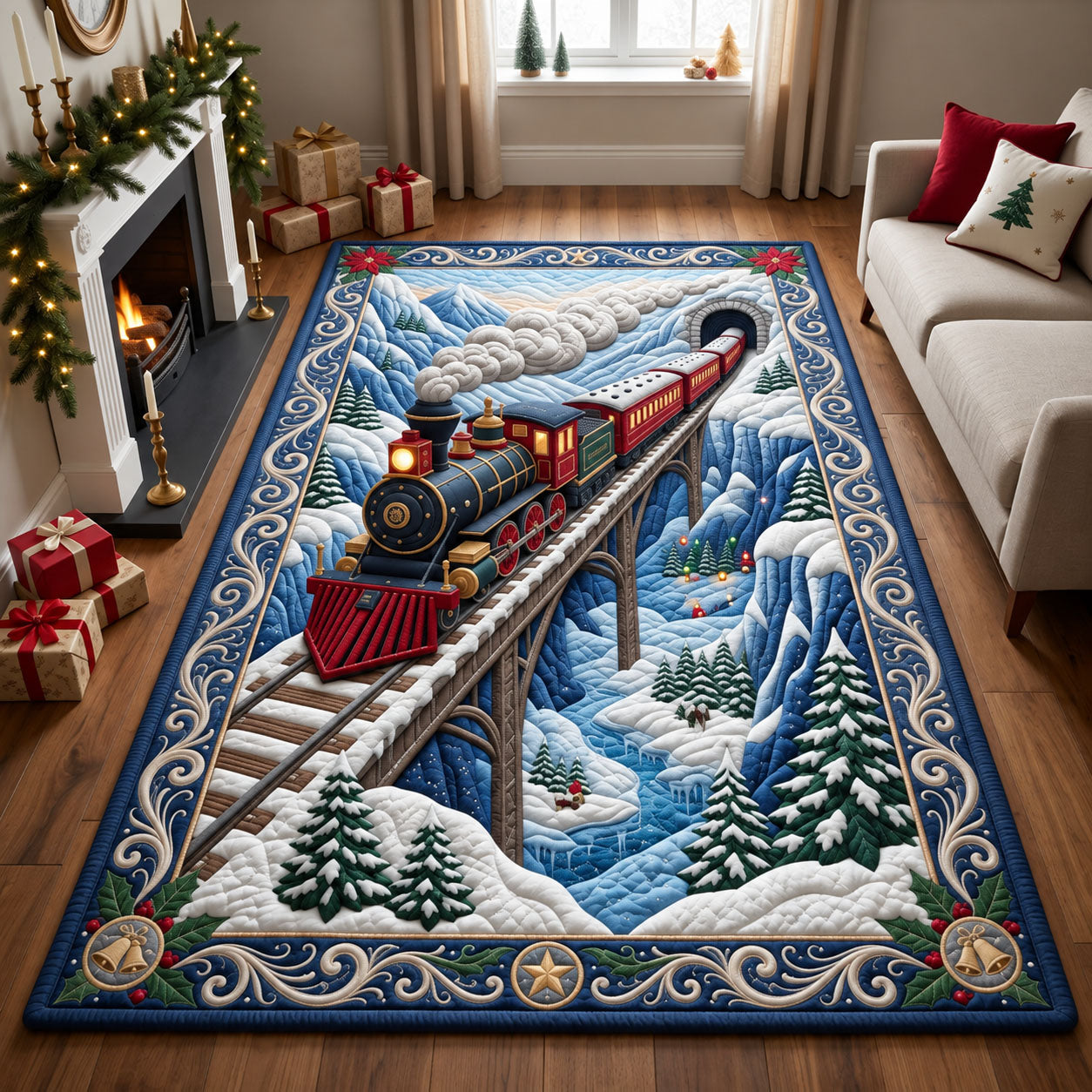 Holiday Train Area Rug GFTOPND2573