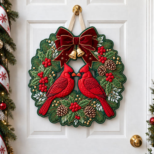 Christmas Cardinals Custom Shape Quilted Door Hanger GFTOPND2588