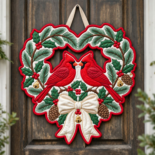 Loved Cardinals Custom Shape Quilted Door Hanger GFTOPND2589