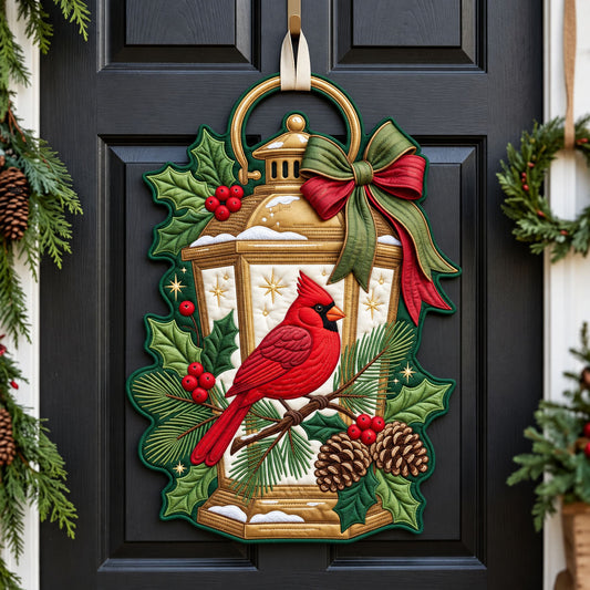Cardinal On Lantern Custom Shape Quilted Door Hanger GFTOPND2592