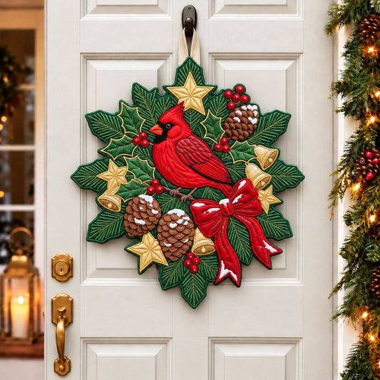 Cardinal Starburs Custom Shape Quilted Door Hanger GFTOPND2594