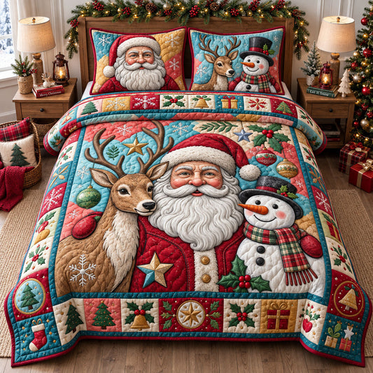 Colorful Christmas 3-Piece Quilted Bedding Set GFTOPND2598