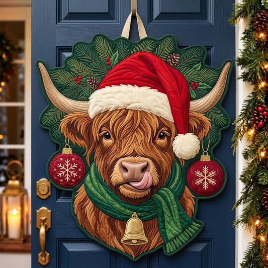 Funny Highland Cow Custom Shape Quilted Door Hanger GFTOPND2657