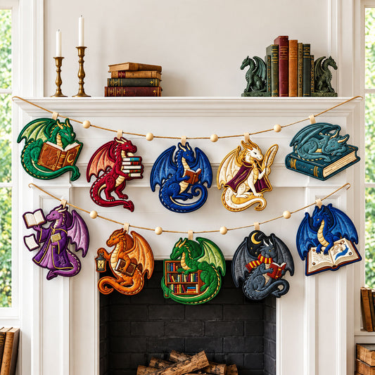 Dragon Book Lover Custom Shape Quilted Garland GFTOPND2666