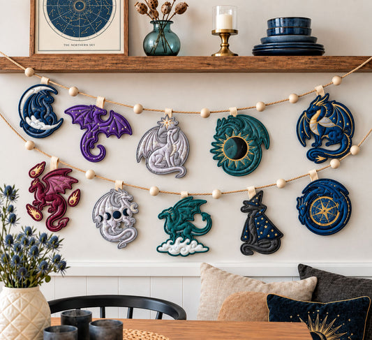 Celestial Zodiac Dragon Custom Shape Quilted Garland GFTOPND2668
