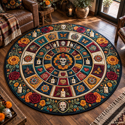 Dia De Los Muertos Quilted Round Mat GFTOPND2699