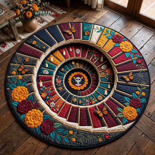 Sugar Skull Votex Quilted Round Mat GFTOPND2700
