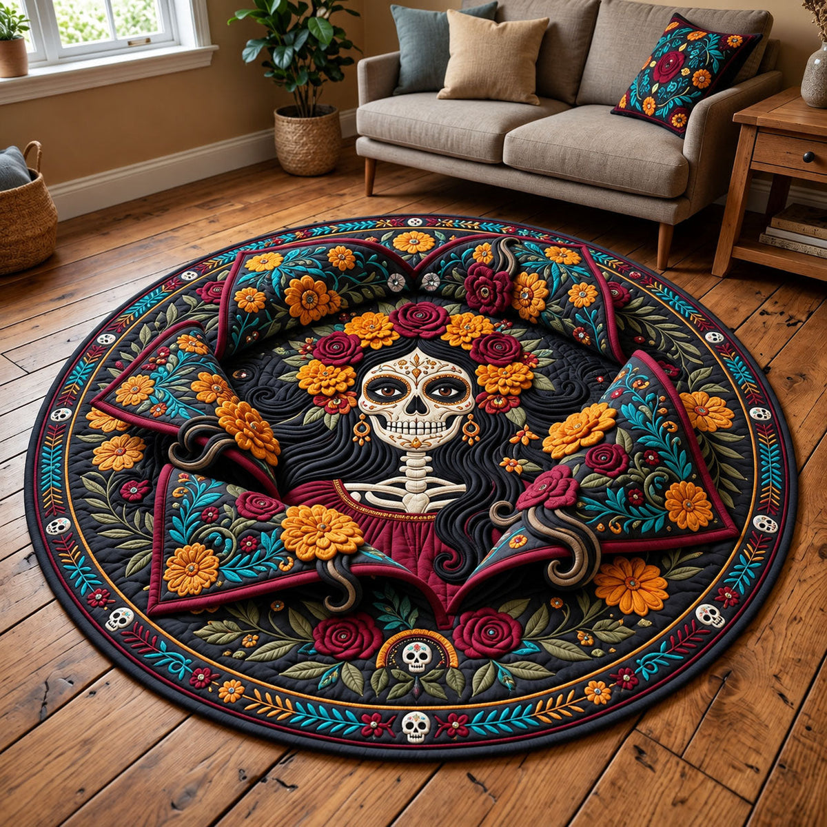 La Catrina Quilted Round Mat GFTOPND2702