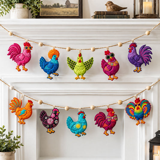 Funky Disco Chicken Custom Shape Quilted Garland GFTOPND2707