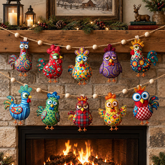 Funky Chicken Custom Shape Quilted Garland GFTOPND2710