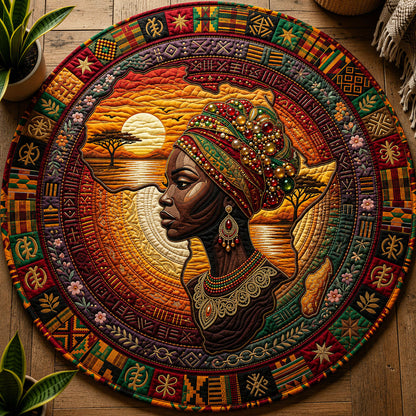 Juneteenth Black Queen Quilted Round Mat GFTOPND272