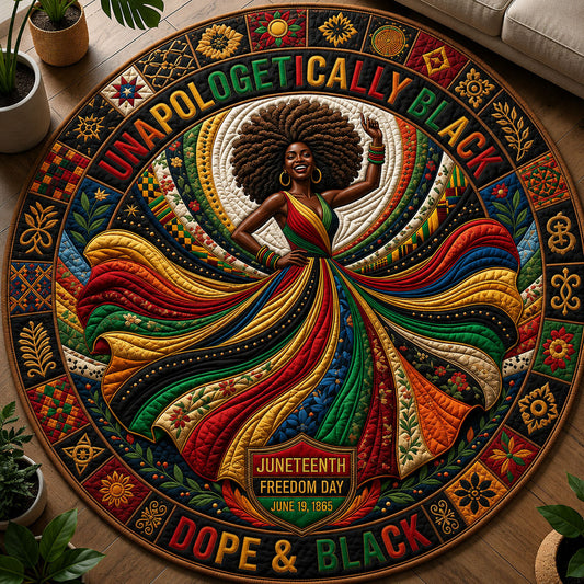 Unapologetically Dope And Black Quilted Round Mat GFTOPND274