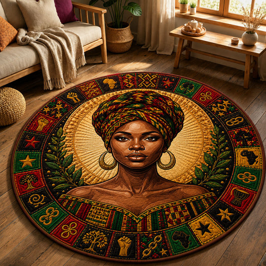 Black Woman Pride Quilted Round Mat GFTOPND275