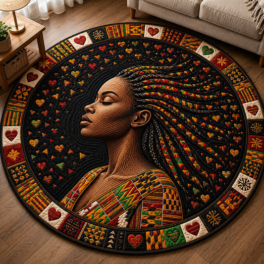 Black Woman Pride Quilted Round Mat GFTOPND276