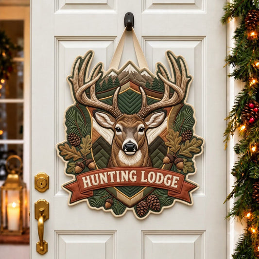 Hunting Lodge Custom Shape Quilted Door Hanger GFTOPND2768