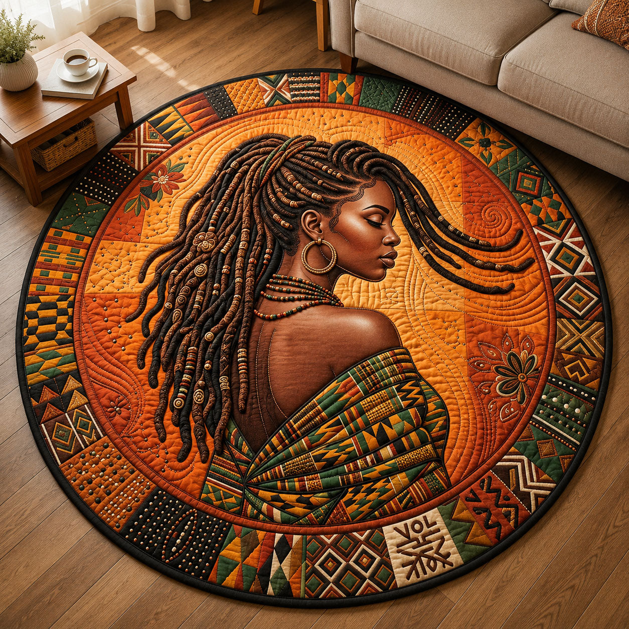 Black Queen Quilted Round Mat GFTOPND277