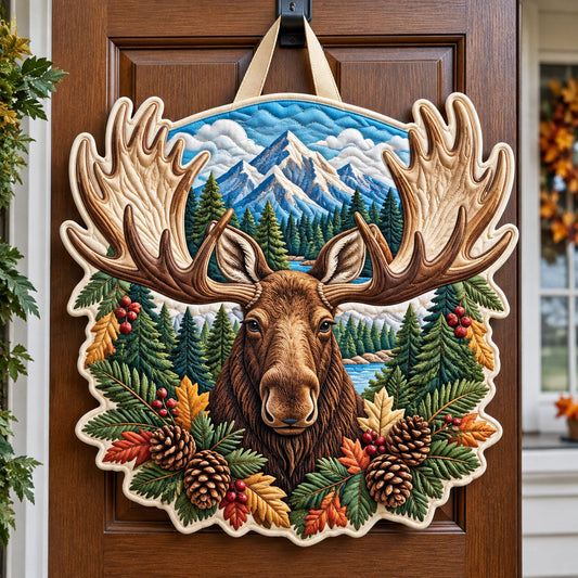 Moose Northwoods Custom Shape Quilted Door Hanger GFTOPND2771