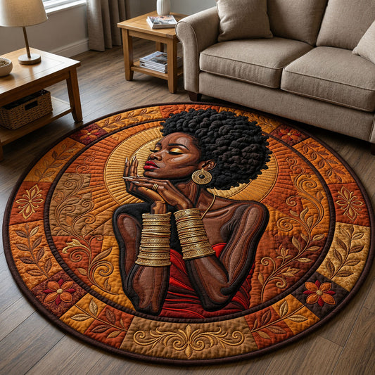 Black Woman Pride Quilted Round Mat GFTOPND279