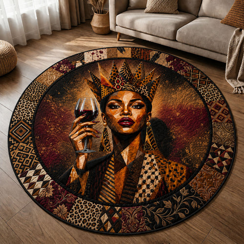 Black Woman Wine Quilted Round Mat GFTOPND280