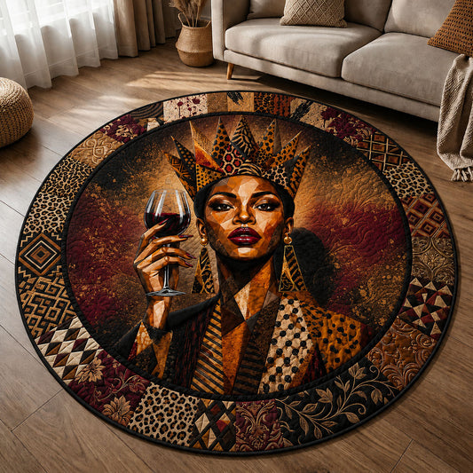 Black Woman Wine Quilted Round Mat GFTOPND280