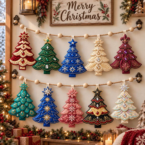 Christmas Tree Custom Shape Quilted Garland GFTOPND2803