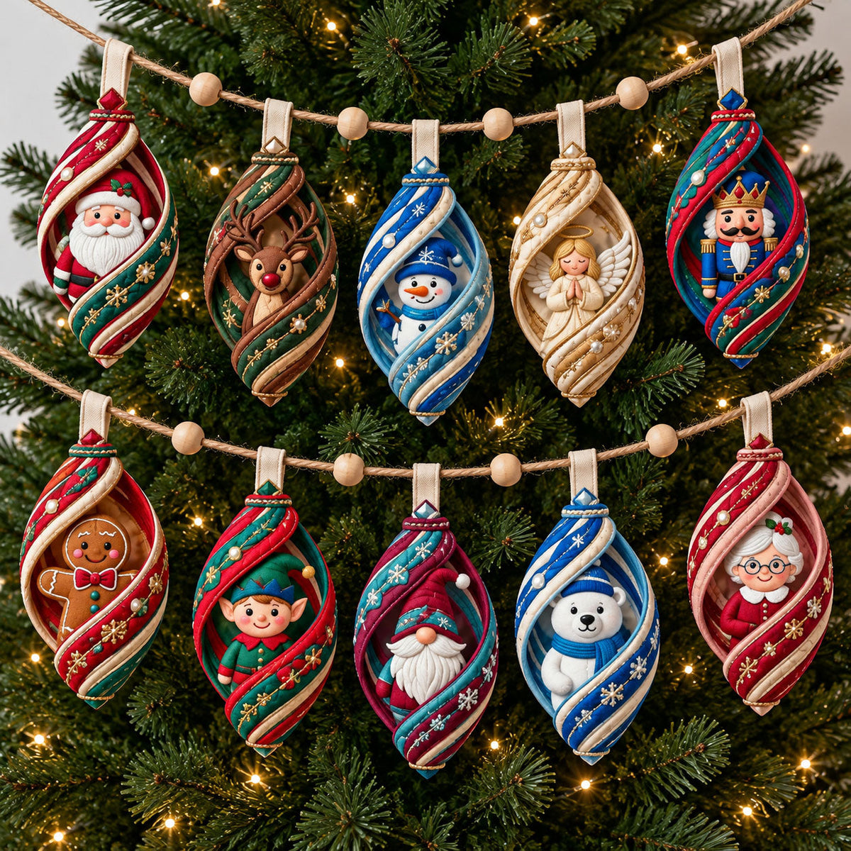 Spiral Christmas Custom Shape Quilted Garland GFTOPND2806