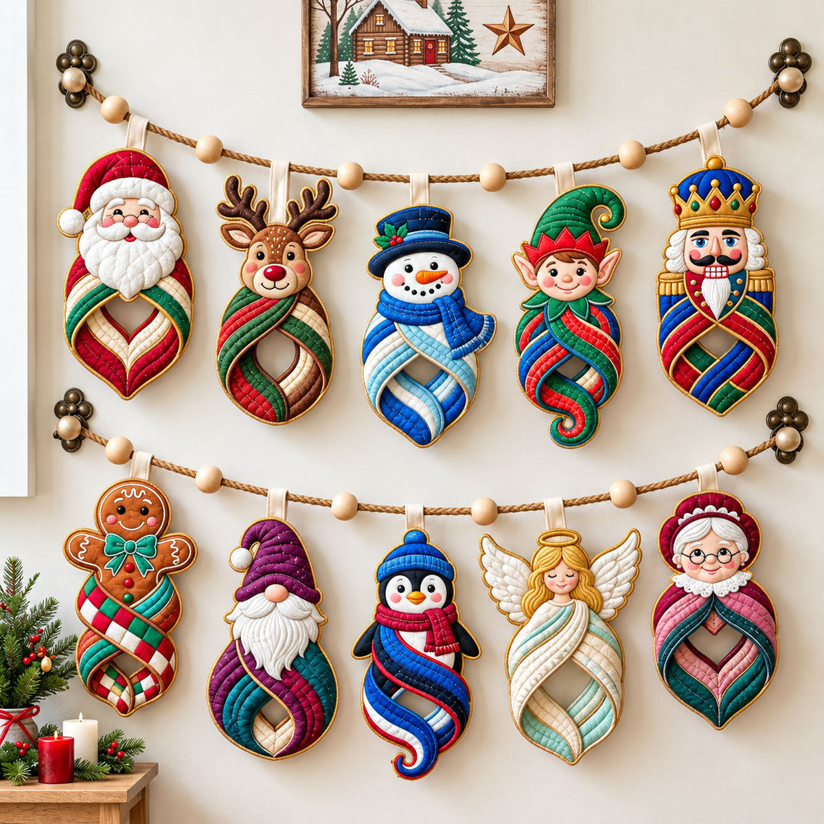 Spiral Christmas Custom Shape Quilted Garland GFTOPND2808