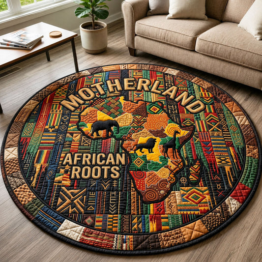 African Roots Motherland Map Quilted Round Mat GFTOPND284