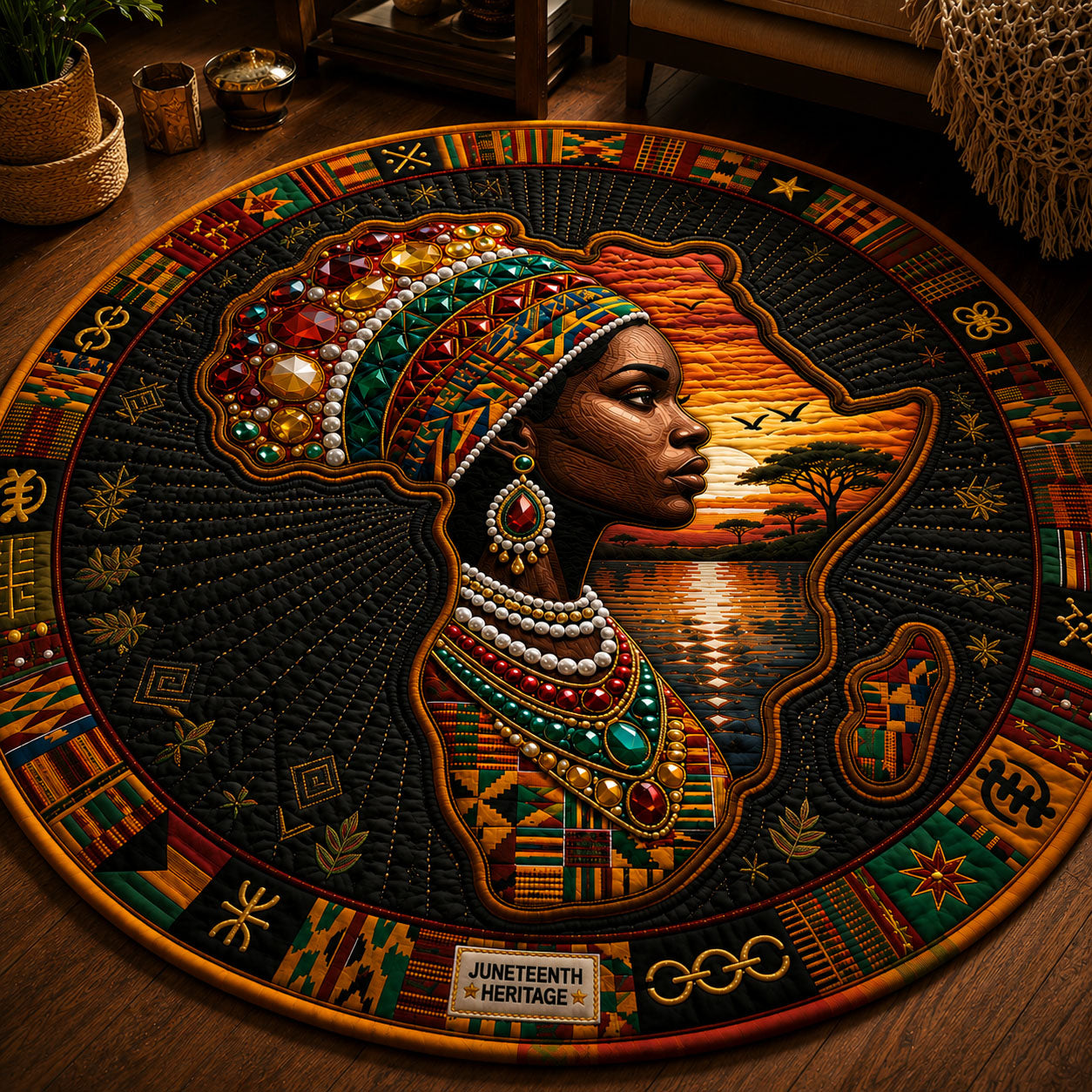 Juneteenth Heritage Quilted Round Mat GFTOPND286