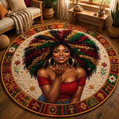 Black Girl Magic Quilted Round Mat GFTOPND289