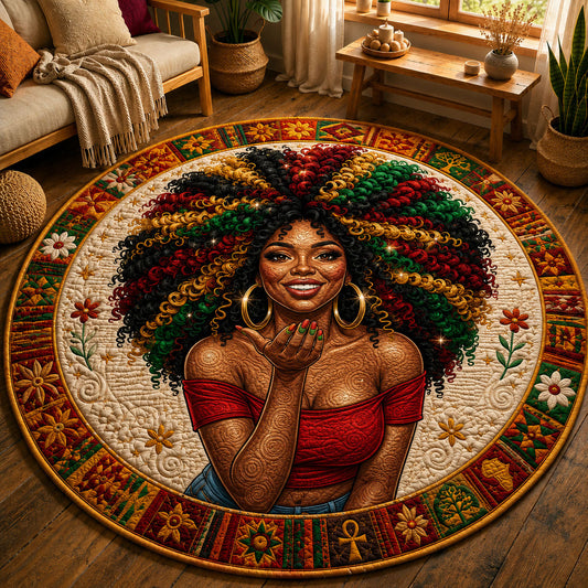 Black Girl Magic Quilted Round Mat GFTOPND289