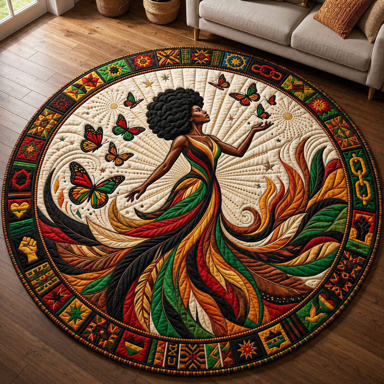 Melanin Queen Quilted Round Mat GFTOPND291