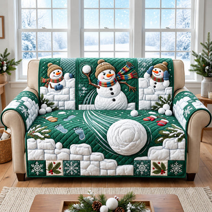 Snowman Snowball Fight Quilted Sofa Cover GFTOPND3060
