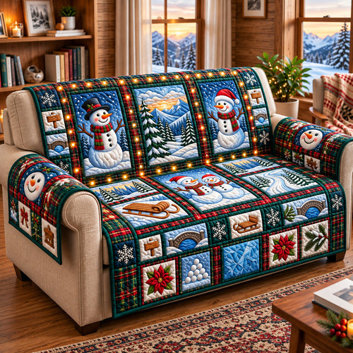 Christmas Snowman Quilted Sofa Cover GFTOPND3061
