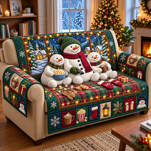 Snowman Family Quilted Sofa Cover GFTOPND3065