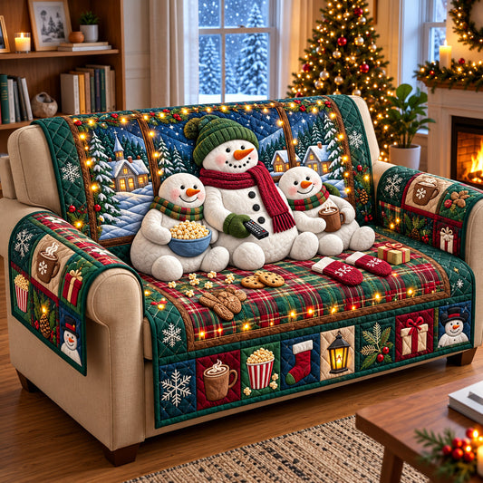 Snowman Family Quilted Sofa Cover GFTOPND3065